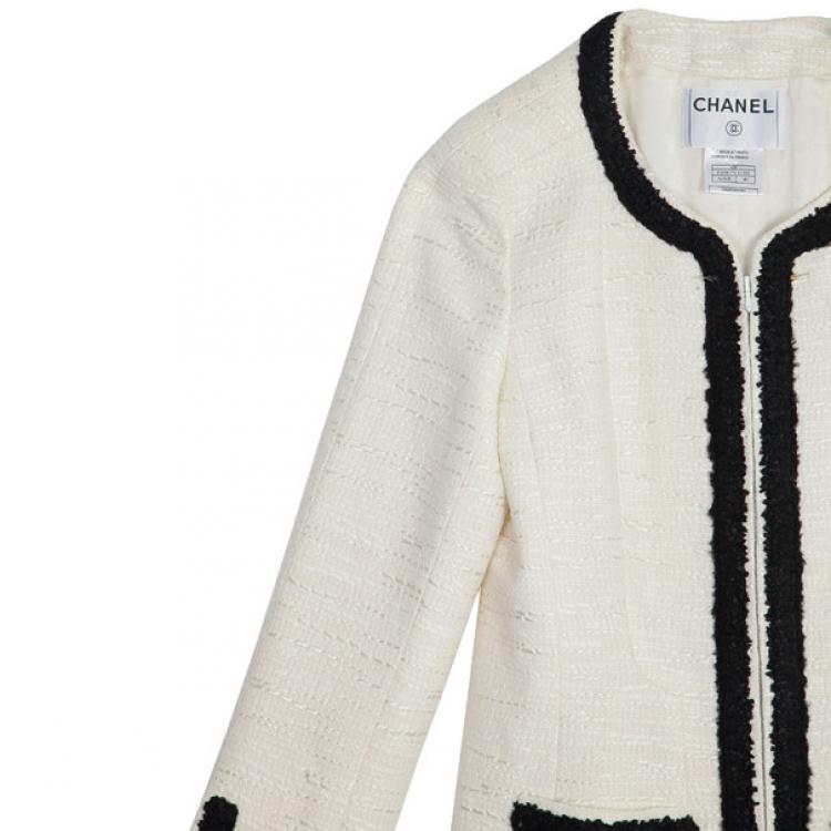 Pre Owned Chanel Classic Monochrome Tweed Jacket M