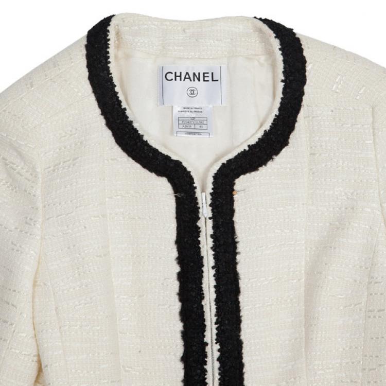 Pre Owned Chanel Classic Monochrome Tweed Jacket M