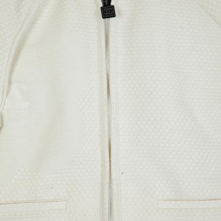 Pre Owned Chanel Cream Cotton Textured Jacket M