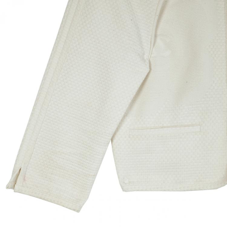 Pre Owned Chanel Cream Cotton Textured Jacket M