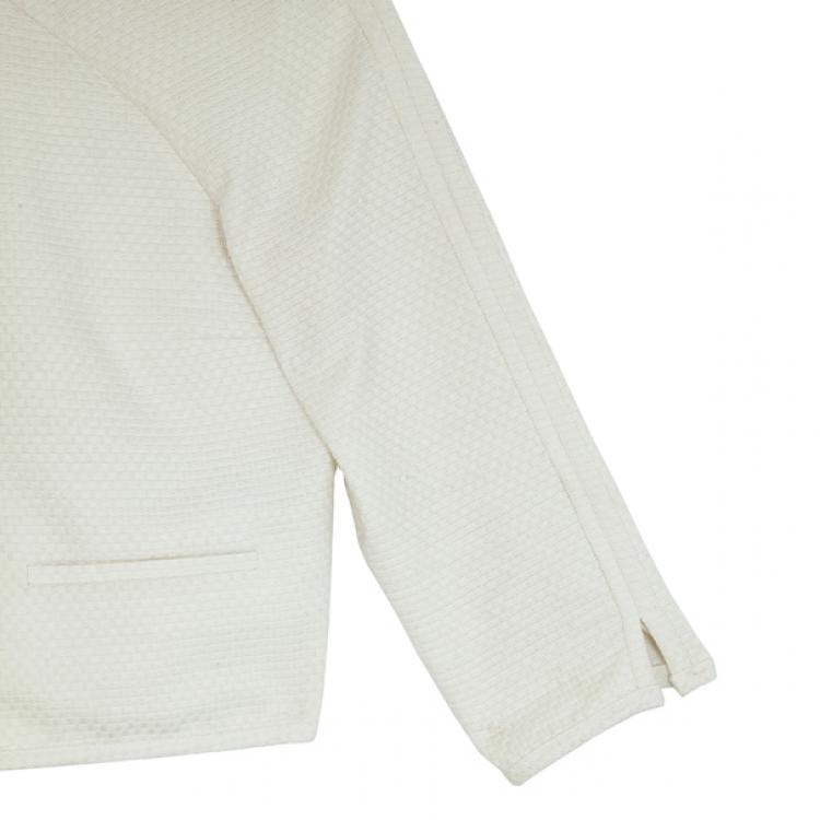 Pre Owned Chanel Cream Cotton Textured Jacket M