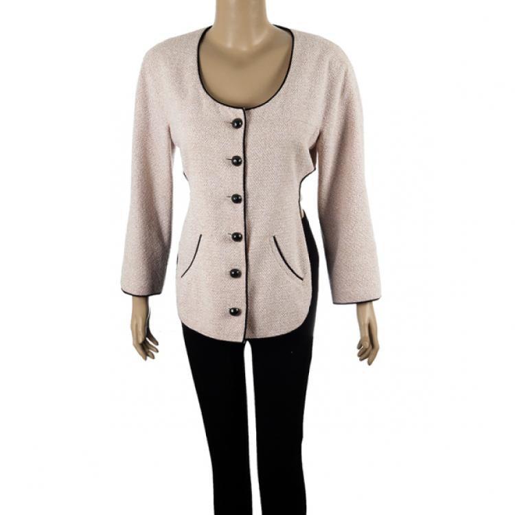 Pre Owned Chanel Backless Tweed Jacket M
