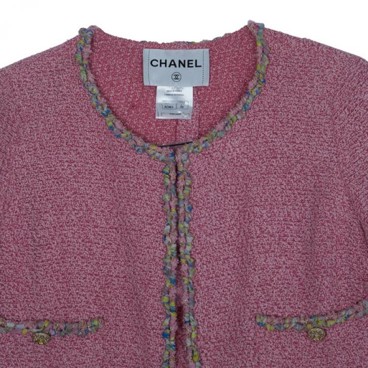 Pre Owned Chanel Rose Tweed Jacket L