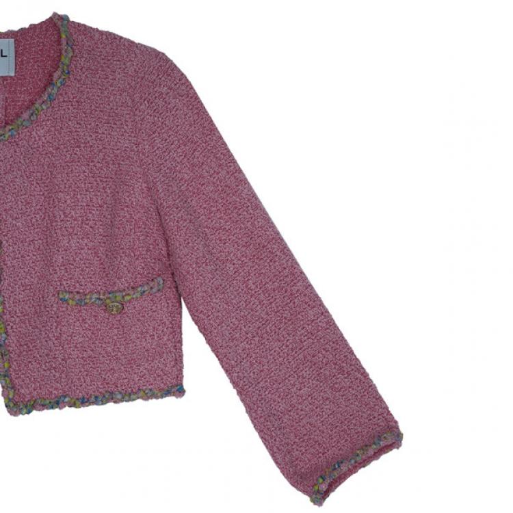 Pre Owned Chanel Rose Tweed Jacket L