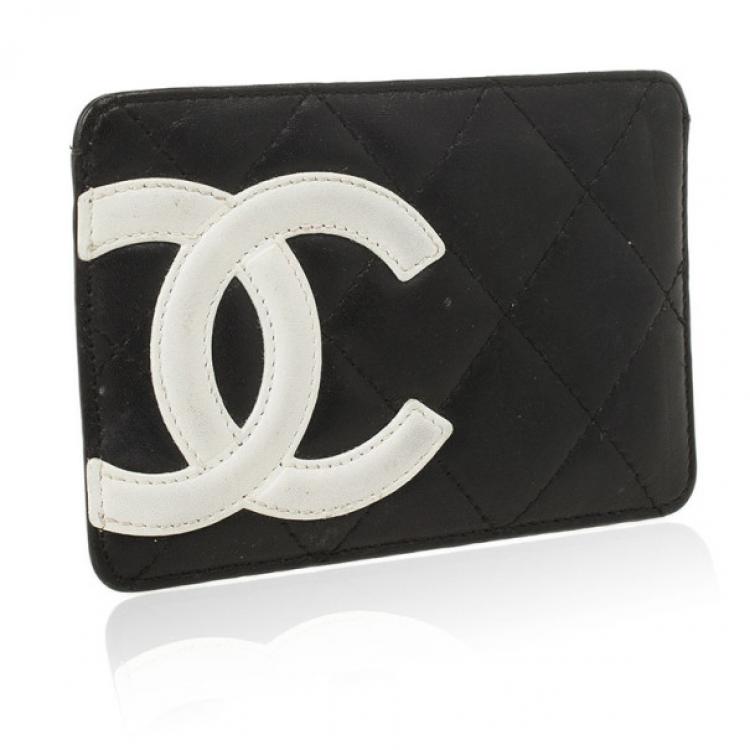 Chanel Black Lambskin Cambon Quilted Leather Card Holder Chanel