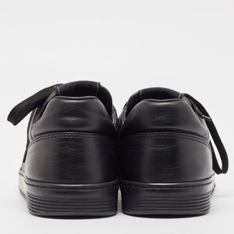 Pre Owned Chanel Black Leather Low Top Sneakers Size 45