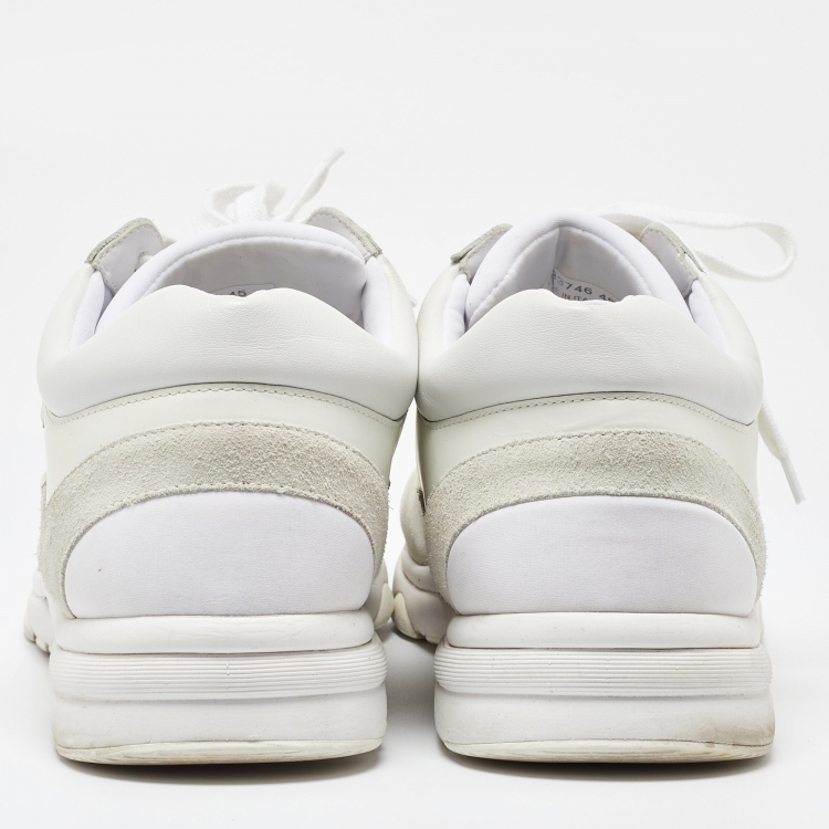 Pre Owned Chanel White Suede and Neoprene CC Low Top Sneakers Size 45