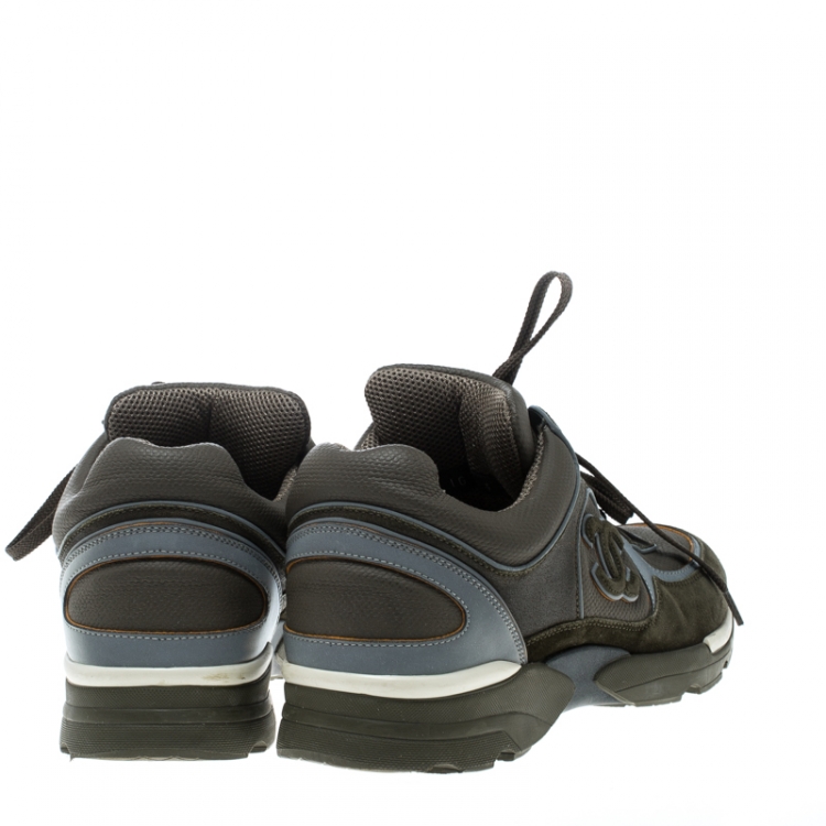 Pre Owned Chanel Tricolor Suede and Fabric CC Sneakers Size 41