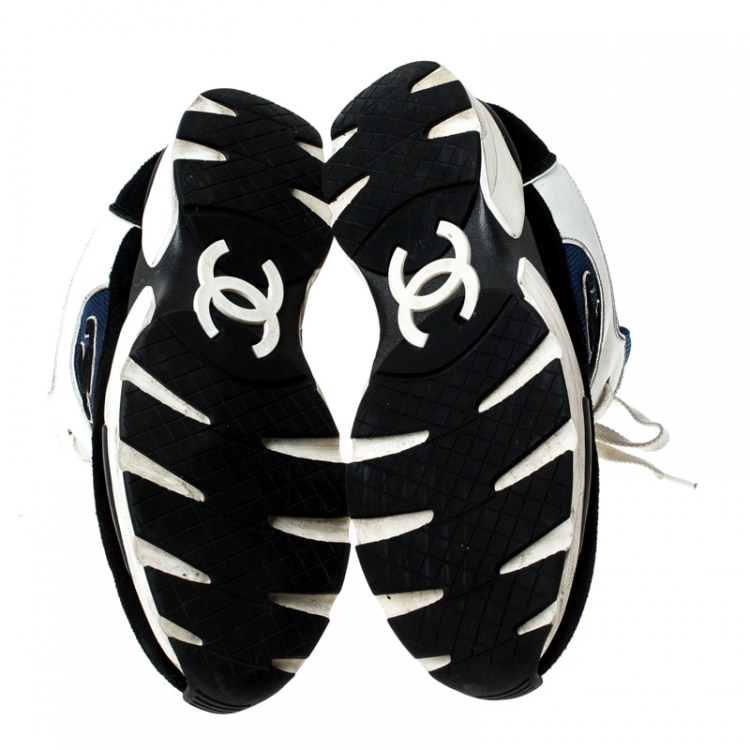 مملوكة مسبقًا Chanel Multicolor Mesh and Leather CC Lace Up Sneakers Size 41