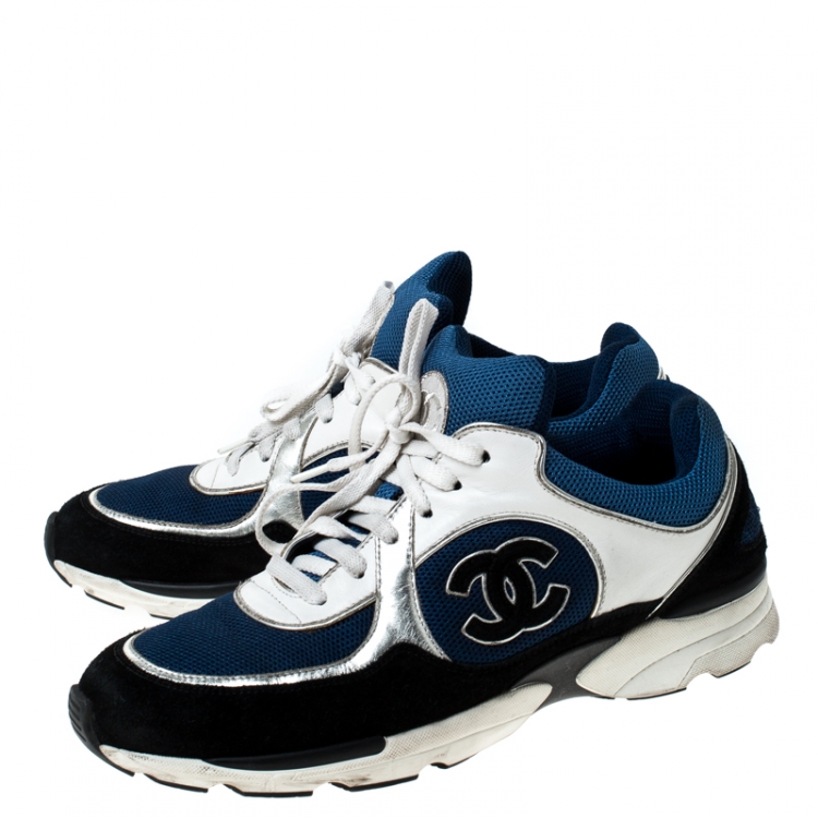 مملوكة مسبقًا Chanel Multicolor Mesh and Leather CC Lace Up Sneakers Size 41
