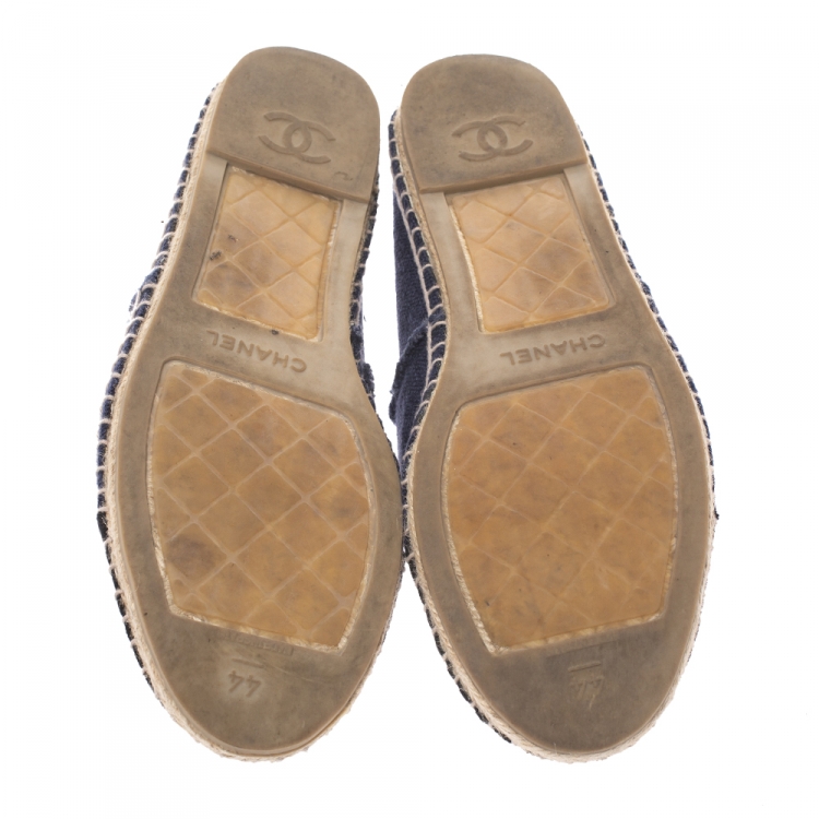 Pre Owned Chanel Blue/Black Denim CC Espadrille Flats Size 44