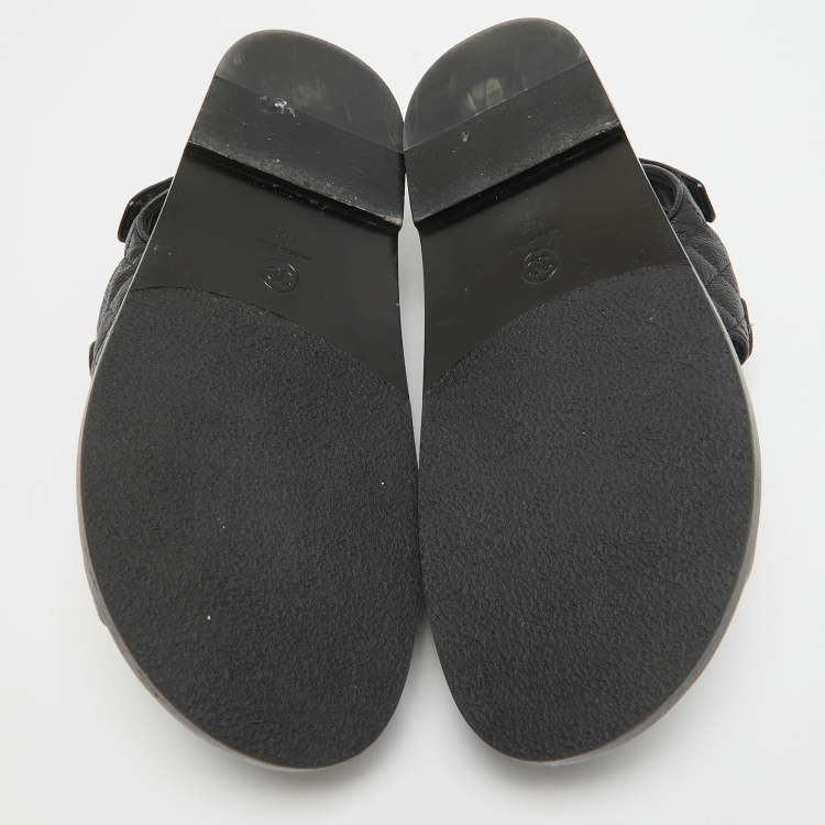 Pre Owned Chanel Black Quilted Leather Dad Sandals Size 42