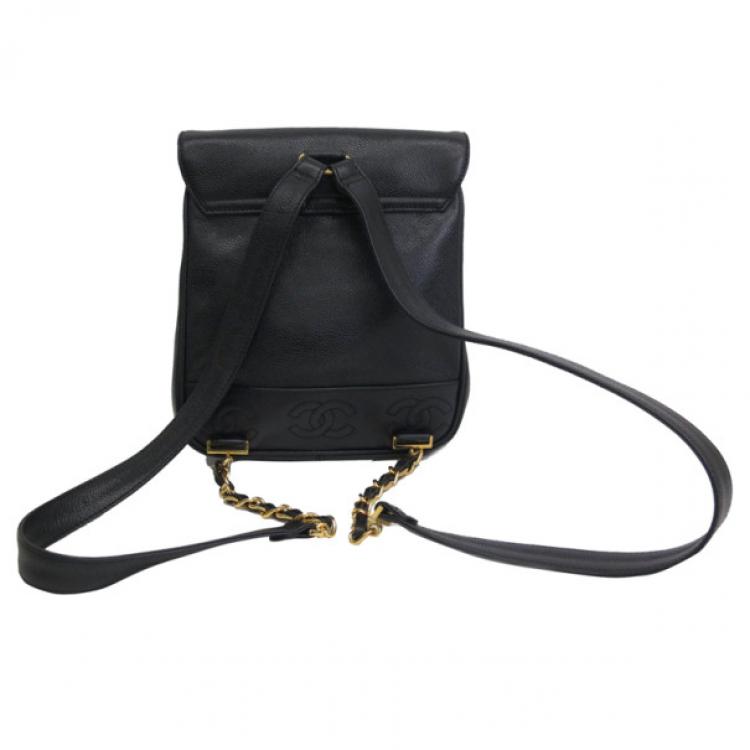 Pre Owned Chanel Black CC Caviar Backpack