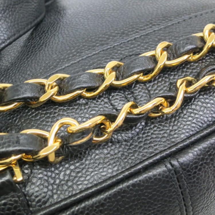 Pre Owned Chanel Black CC Caviar Backpack