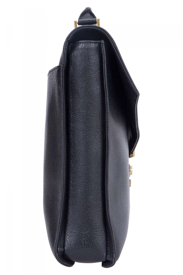 Pre Owned Chanel Black Caviar Leather Briefcase