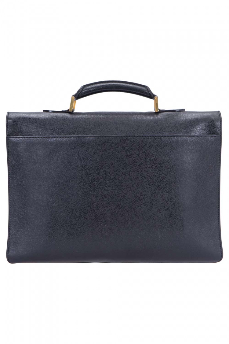 Pre Owned Chanel Black Caviar Leather Briefcase