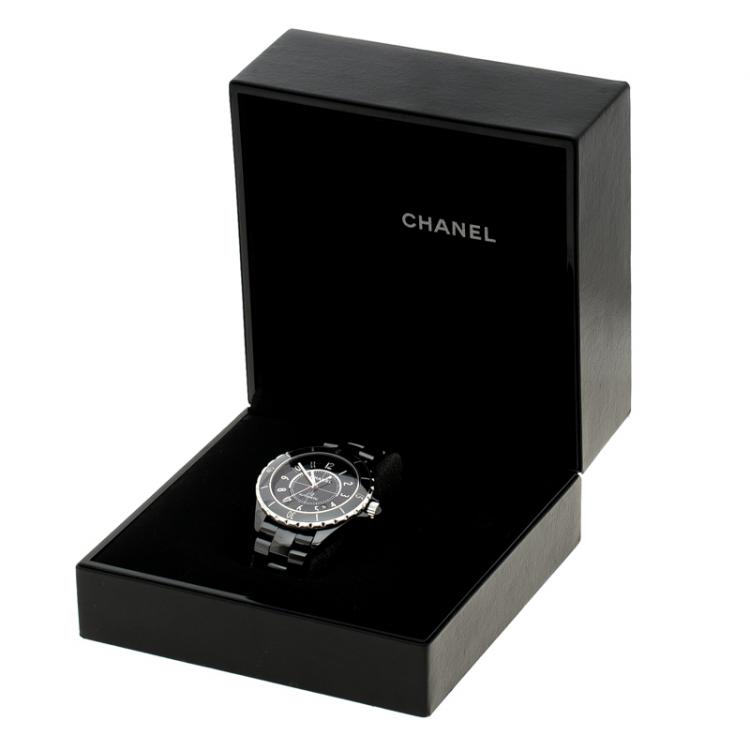 Pre Owned Chanel Black Ceramic J12 Men's Wristwatch 41 mm