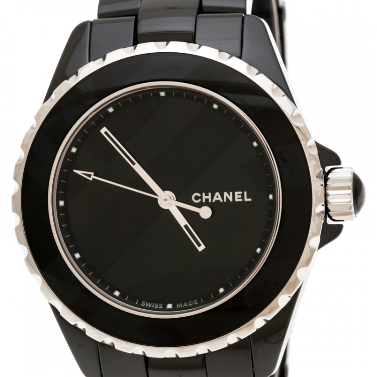Pre Owned Chanel Black Ceramic J12 Untitled Limited Edition H5581 Women's Wristwatch 38 mm