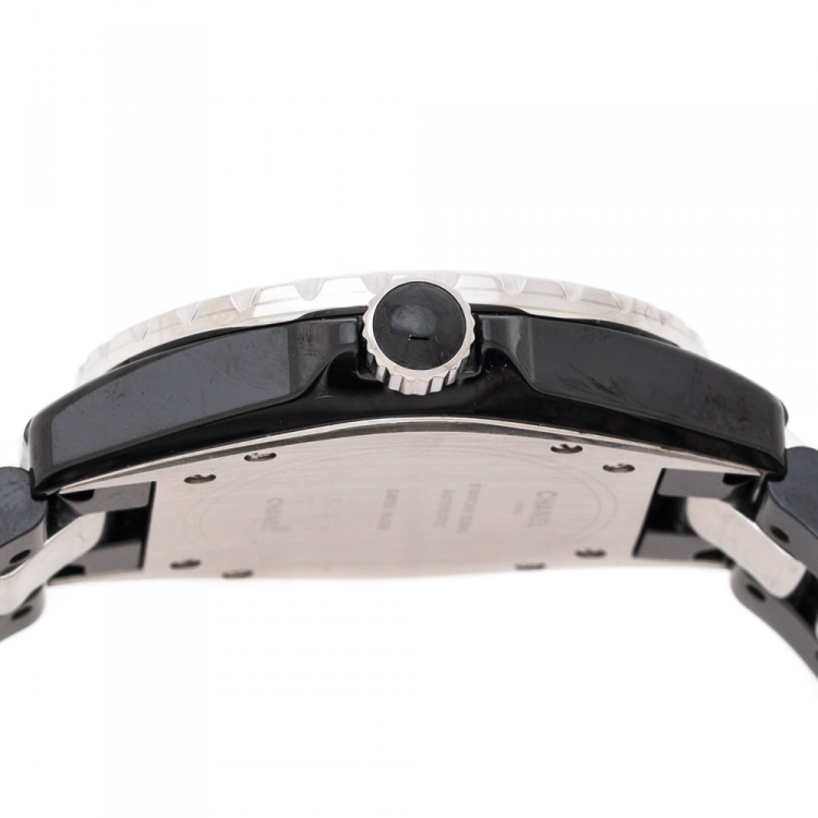 Pre Owned Chanel Black Ceramic Stainless Steel Diamonds J12 Women's Wristwatch 39 mm