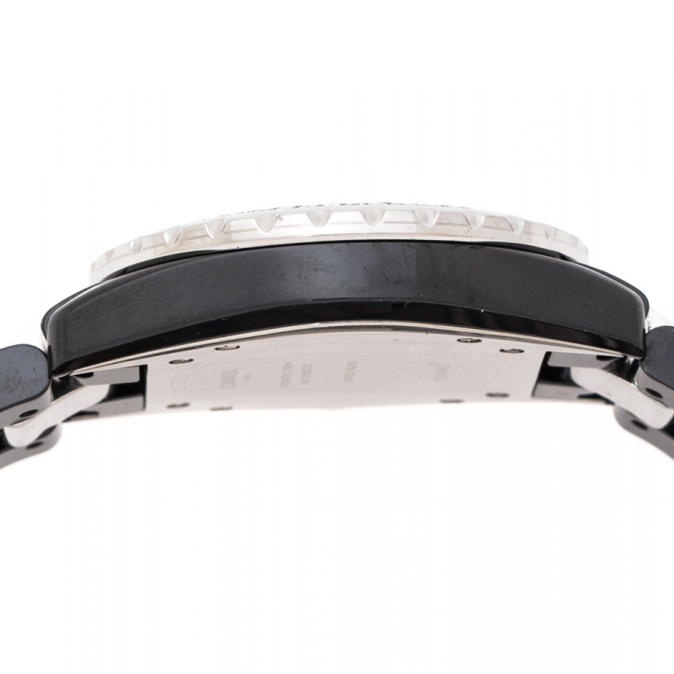 Pre Owned Chanel Black Ceramic Stainless Steel Diamonds J12 Women's Wristwatch 39 mm