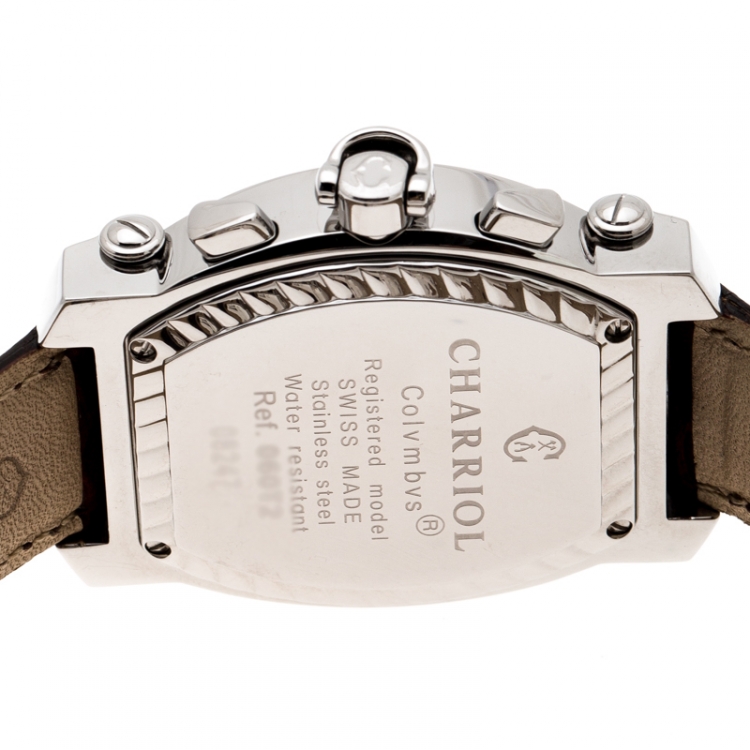 Pre Owned Charriol Brown Stainless Steel Colvmbvs 060T2 Men's Wristwatch 35 mm