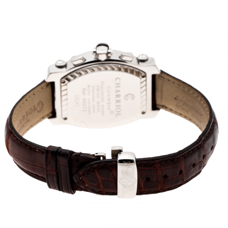 Pre Owned Charriol Brown Stainless Steel Colvmbvs 060T2 Men's Wristwatch 35 mm
