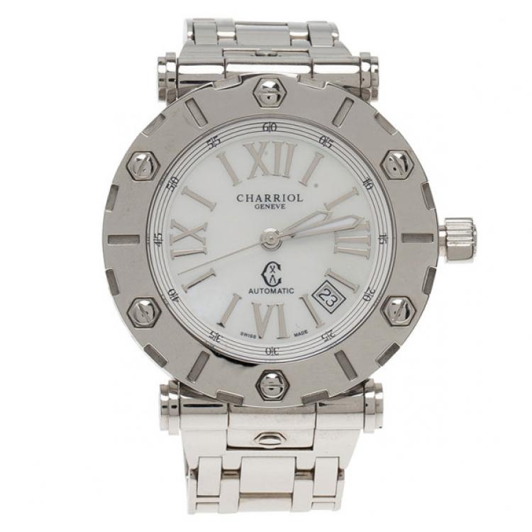 Pre Owned Charriol White Stainless Steel Rotonde Men's Wristwatch 42MM