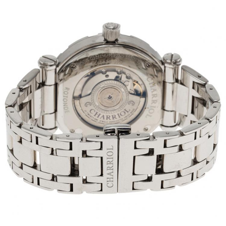 Pre Owned Charriol White Stainless Steel Rotonde Men's Wristwatch 42MM