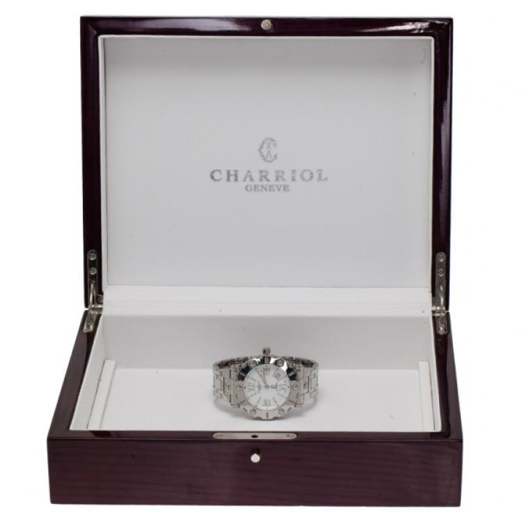 Pre Owned Charriol White Stainless Steel Rotonde Men's Wristwatch 42MM