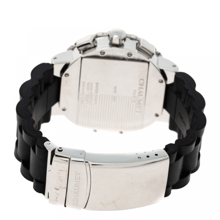 Pre Owned Chaumet Black Stainless Steel Diamond Class One 625B Men's Wristwatch 40 MM