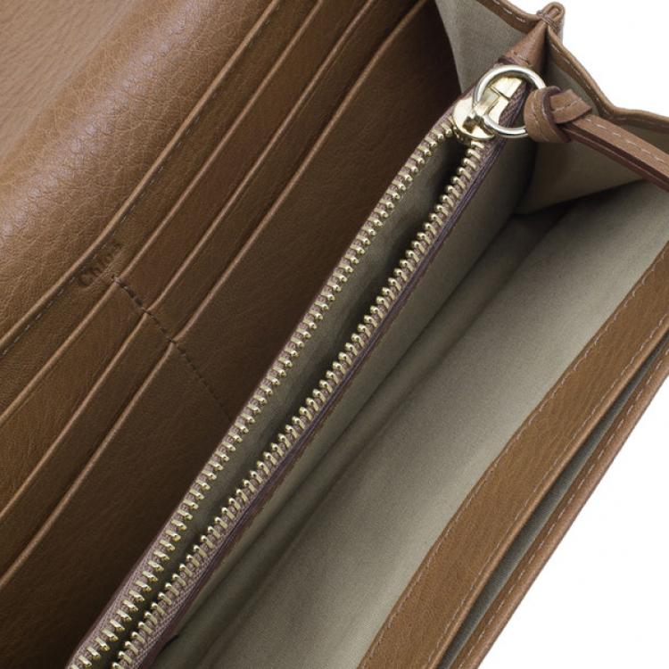 Pre Owned Chloe Nut Leather Lily Continental Wallet