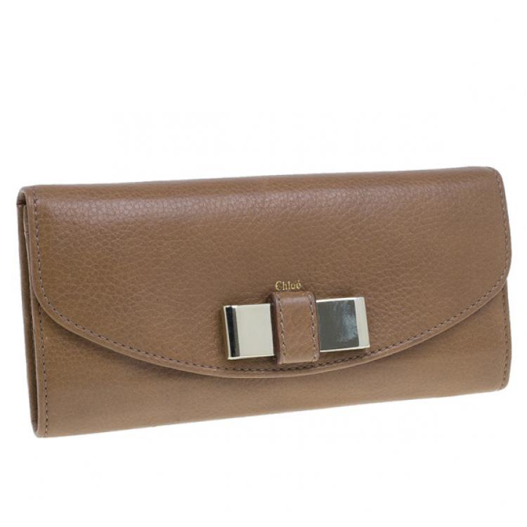 Pre Owned Chloe Nut Leather Lily Continental Wallet