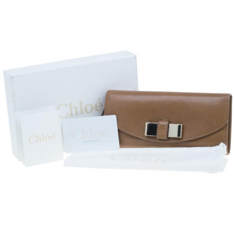 Pre Owned Chloe Nut Leather Lily Continental Wallet