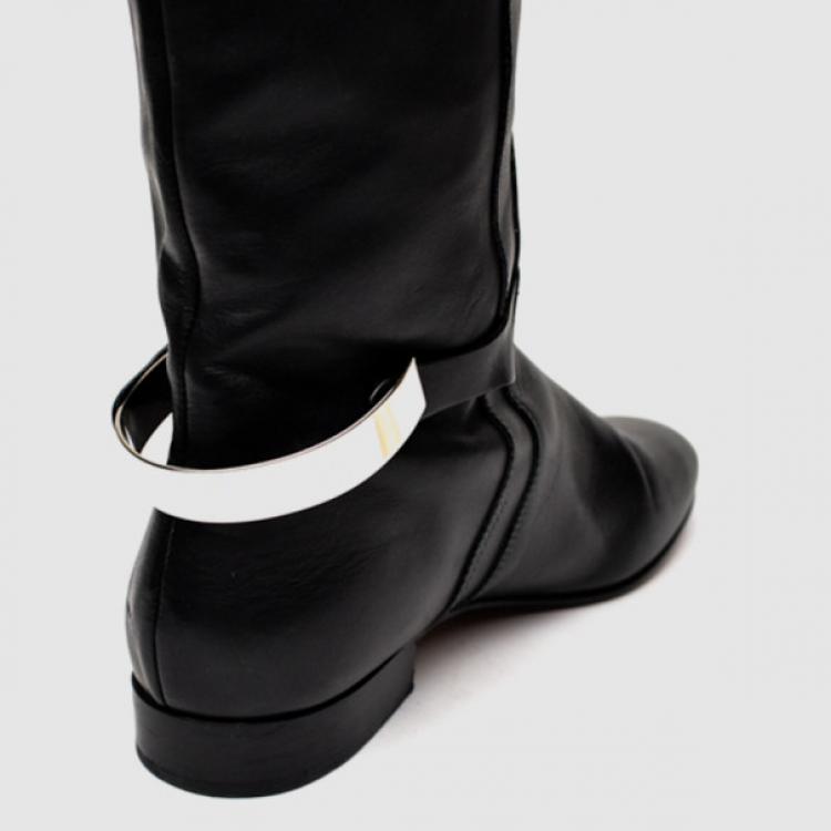 مملوكة مسبقًا Chloe Black Leather Knee Length Flat Boots Size 41