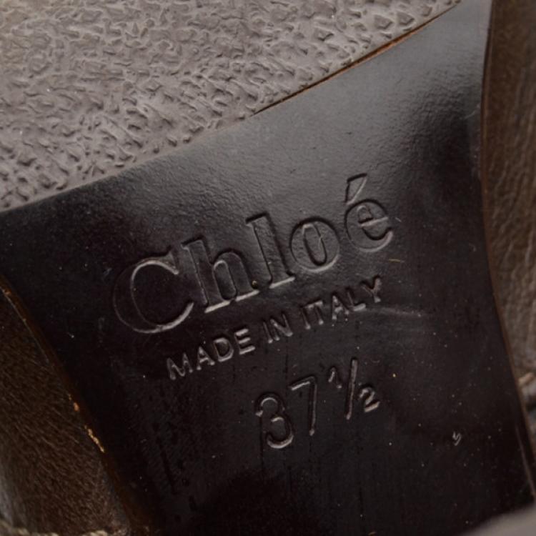 Pre Owned Chloe Brown Leather Knee Length Boots Size 37.5