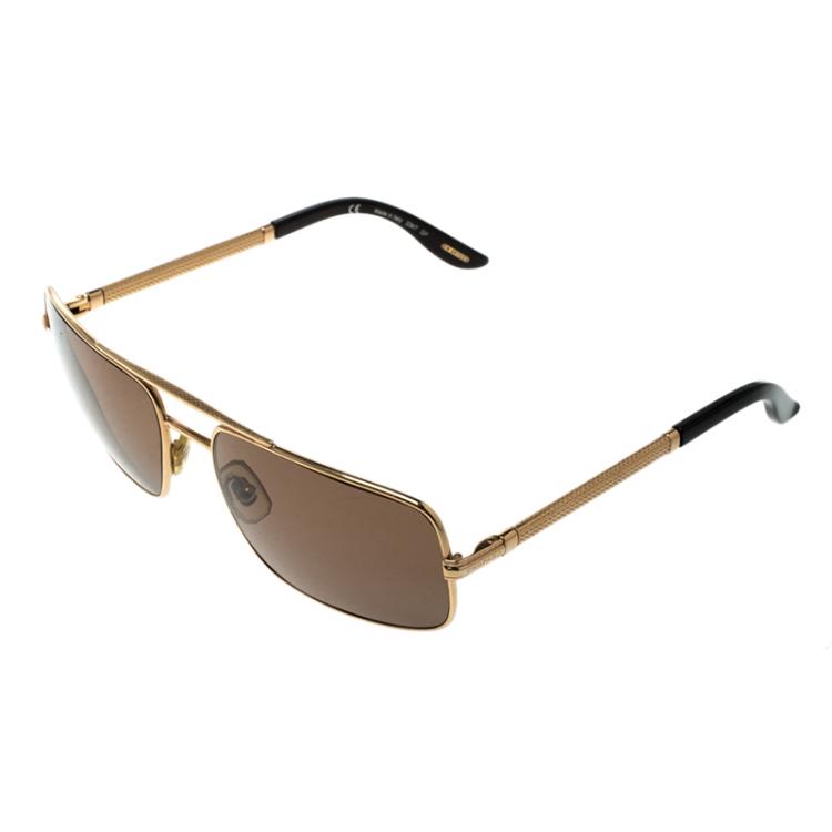 Pre Owned Chopard Brown/Gold SCH745 Rectangular Polarized Sunglasses