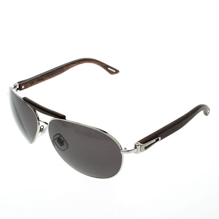 Pre Owned Chopard Brown/Smoke Polarized SCHA55V 579P Aviator Sunglasses