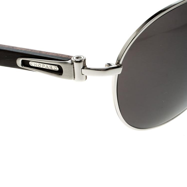 Pre Owned Chopard Brown/Smoke Polarized SCHA55V 579P Aviator Sunglasses