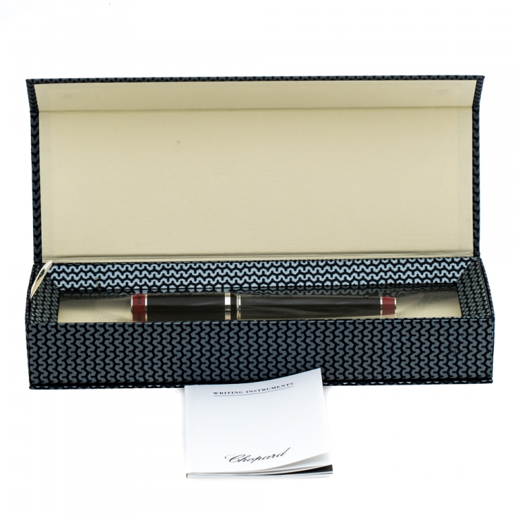 Pre Owned Chopard Racer Dark Grey Resin Palladium Plated Rollerball Pen
