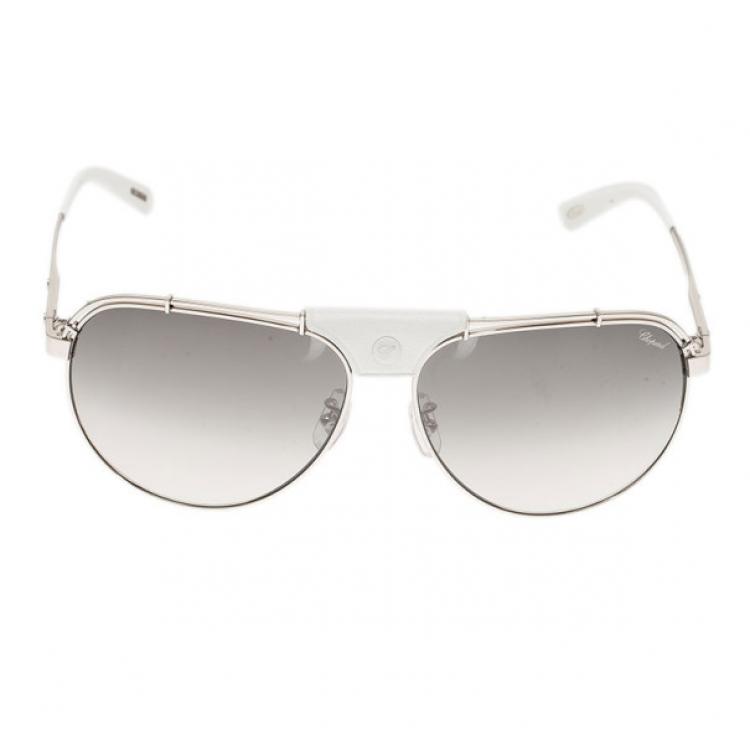 Pre Owned Chopard Silver and White SCHA12M Aviators