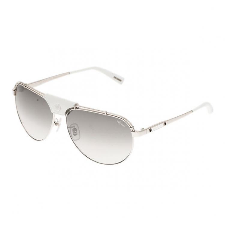 Pre Owned Chopard Silver and White SCHA12M Aviators
