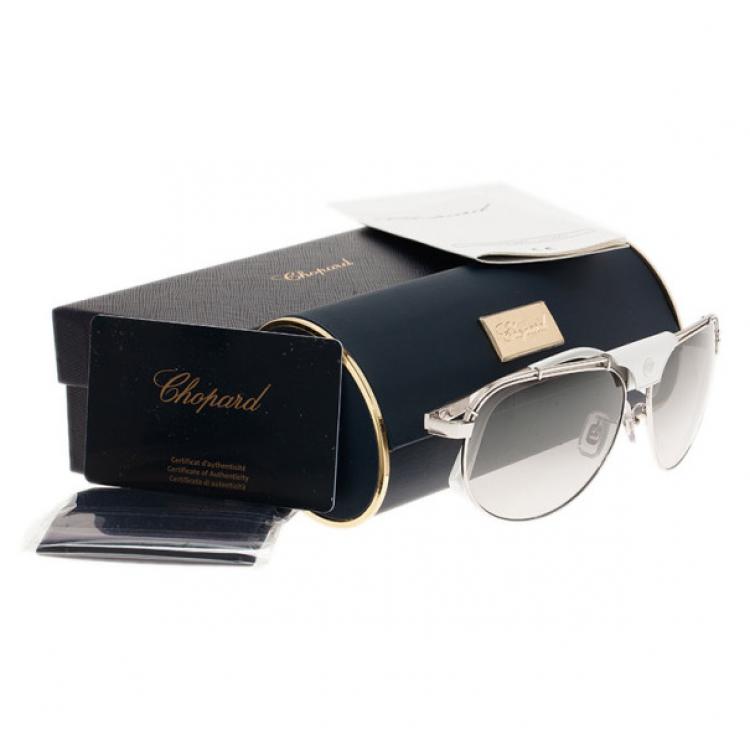 Pre Owned Chopard Silver and White SCHA12M Aviators