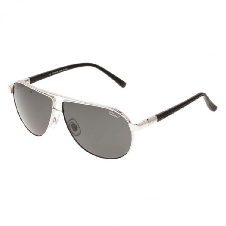 Pre Owned Chopard Silver SCHA03 Polarized Aviators
