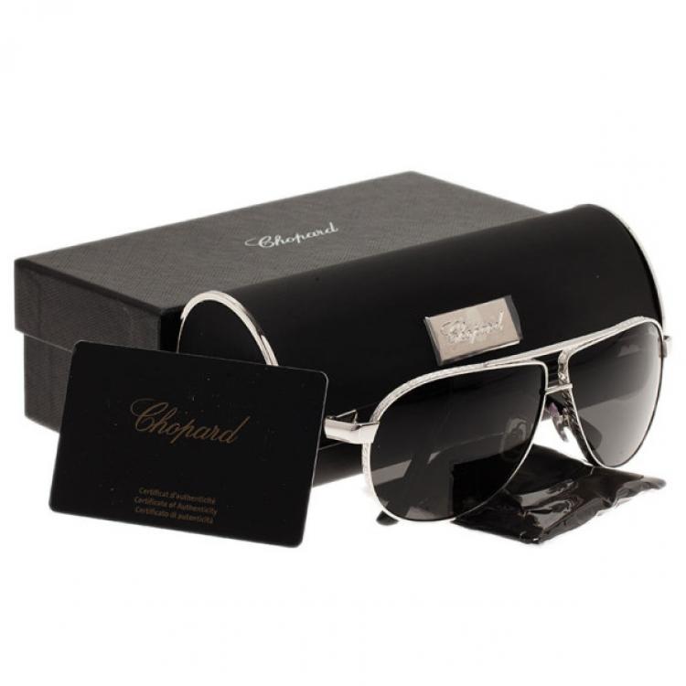 Pre Owned Chopard Silver SCHA03 Polarized Aviators