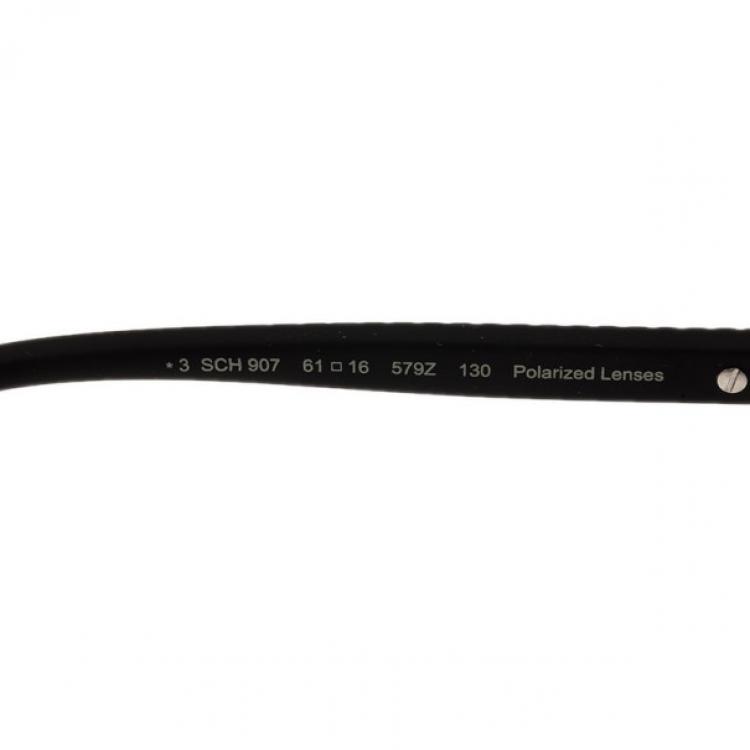 Pre Owned Chopard Silver and Black SCH907 Polarized Aviators