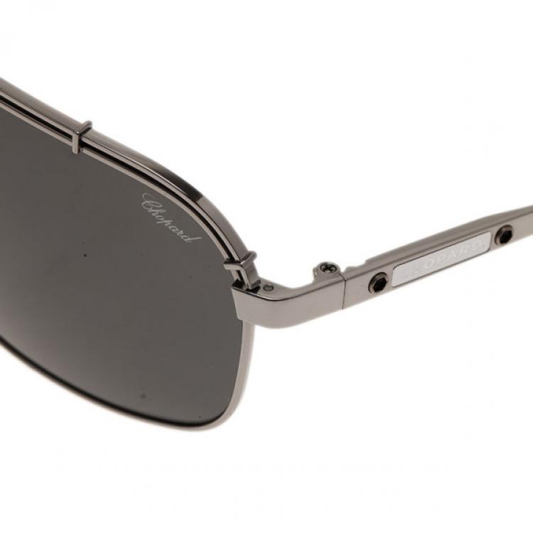 Pre Owned Chopard Grey and Black SCHA02M Polarized Aviators