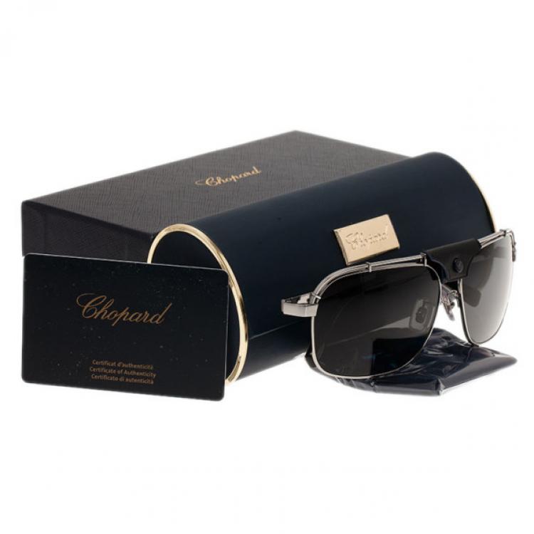 Pre Owned Chopard Grey and Black SCHA02M Polarized Aviators