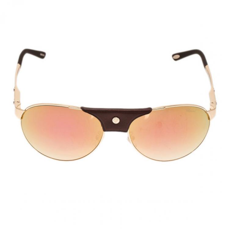 Pre Owned Chopard Gold and Brown SCH974 Aviators