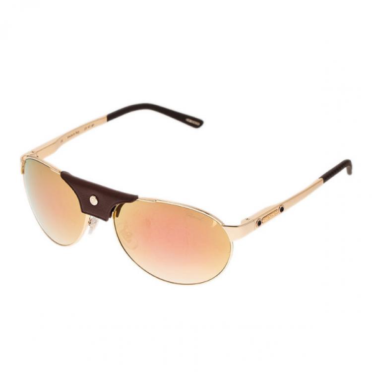 Pre Owned Chopard Gold and Brown SCH974 Aviators