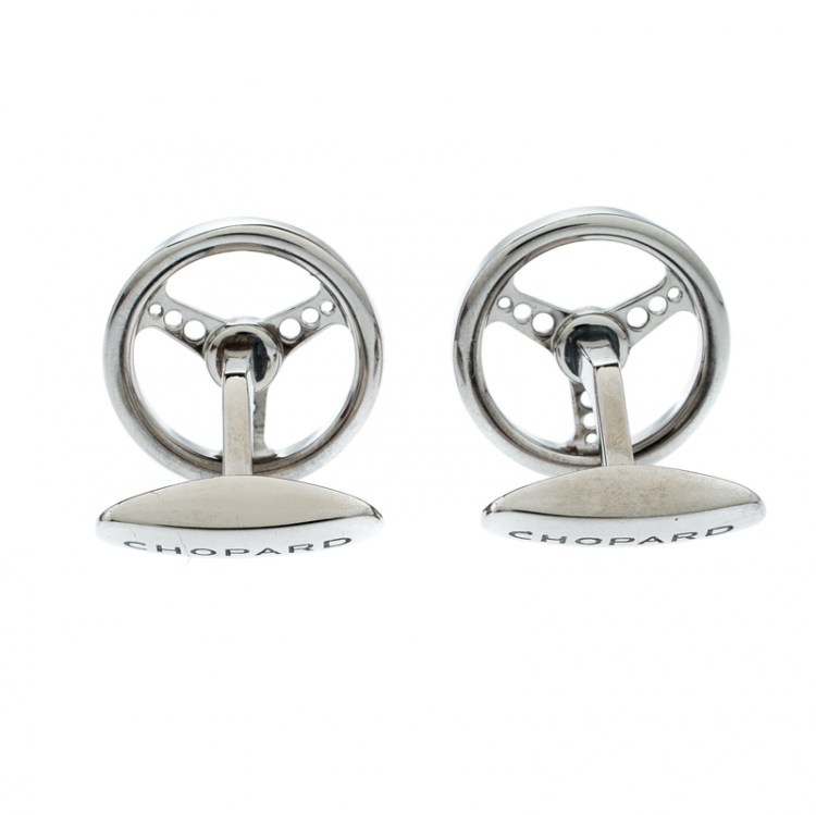 Pre Owned Chopard Stainless Steel Racing Steering Wheel Cufflinks 